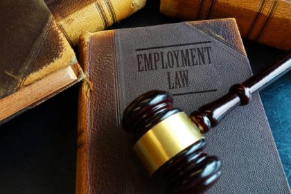 Employment Law book with legal gavel